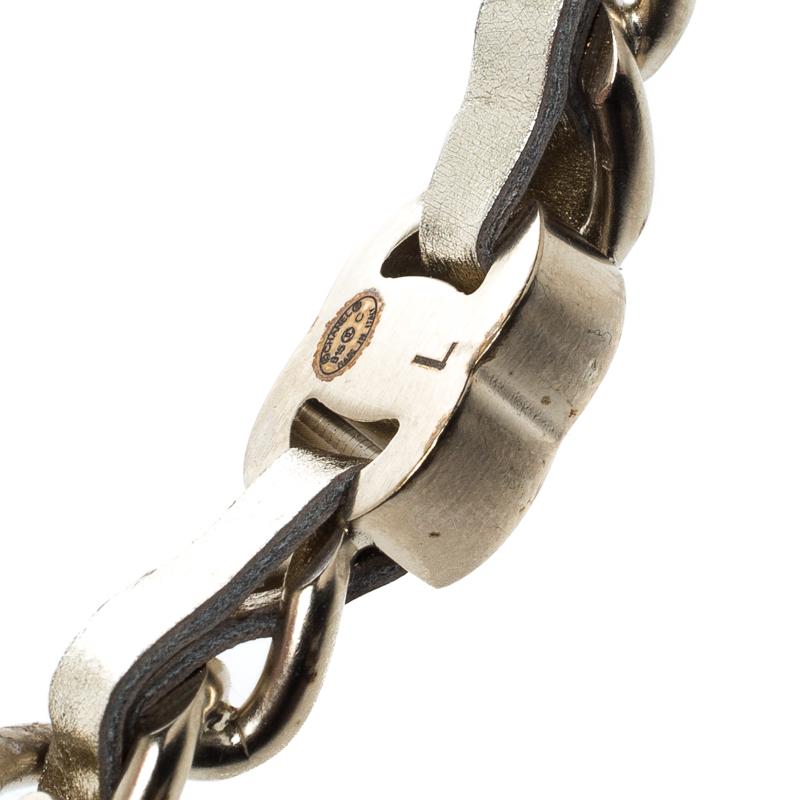 Women's Chanel CC Turnlock Metallic Leather Woven Gold Tone Chain Set of 3 Bracelets