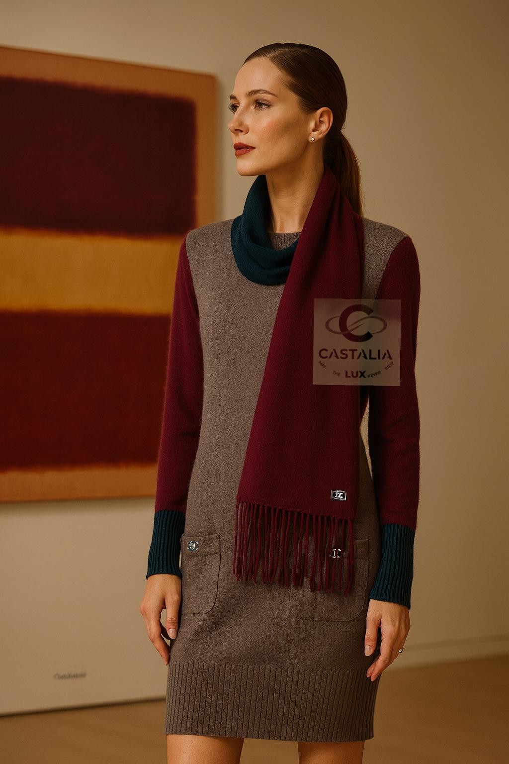 Chanel CC Turnocks Abito e sciarpa in cachemire 36 FR in vendita 3