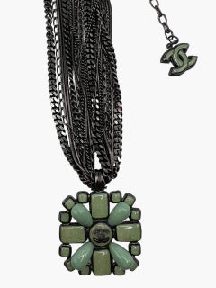 Chanel CC Turquoise Cross Multistrand Pendant, 1990s