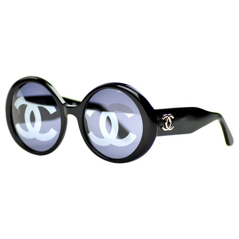 Chanel Signature Thick Black Lucite with Burgundy Accent Glasses