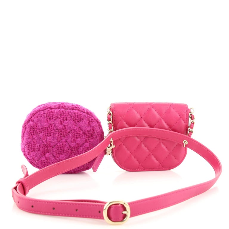 Chanel CC Waist Bag with Coin Purse Quilted Lambskin and Tweed at 1stDibs