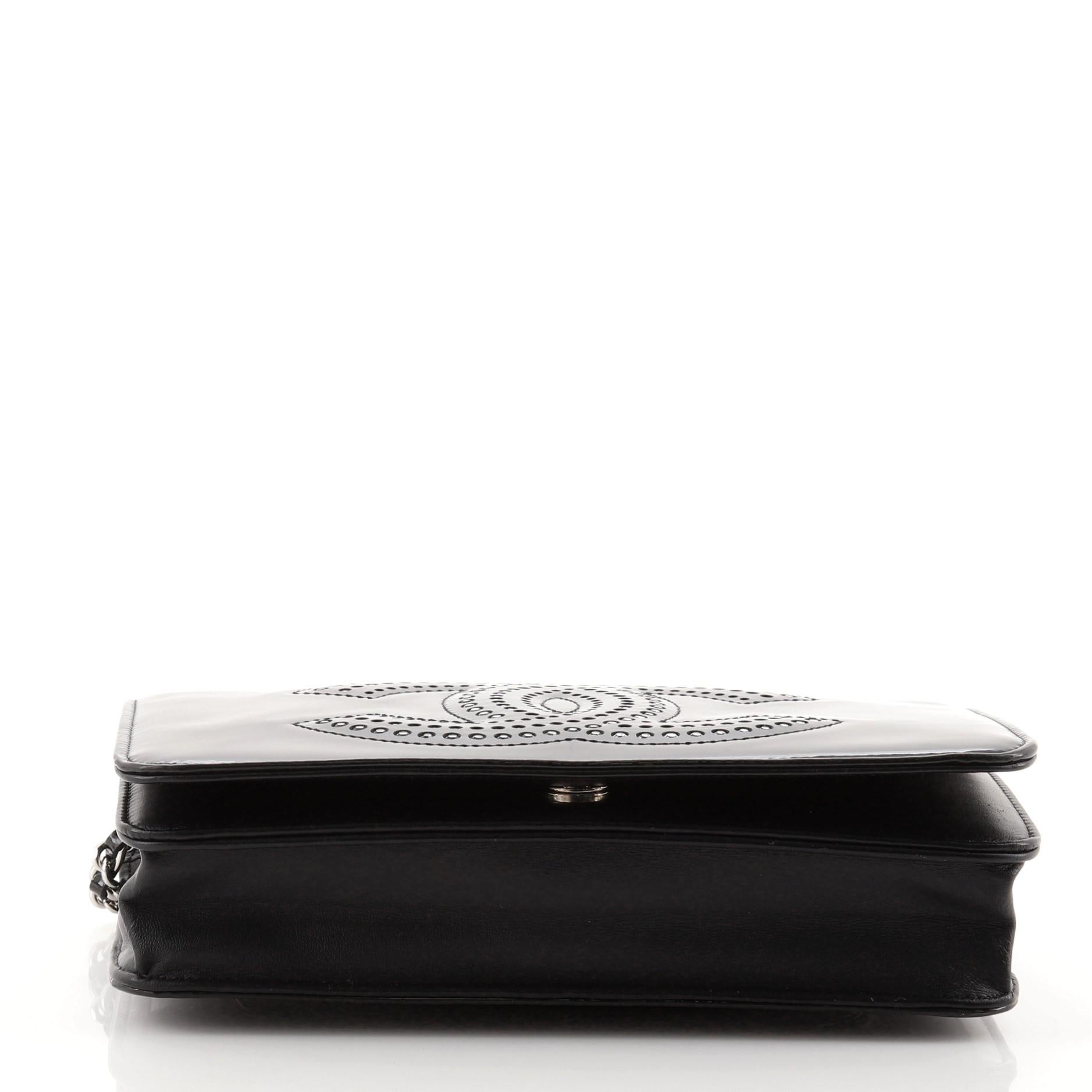 Black Chanel CC Wallet on Chain Strass Embellished Patent