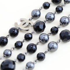 Chanel CC White black  Long Necklace
