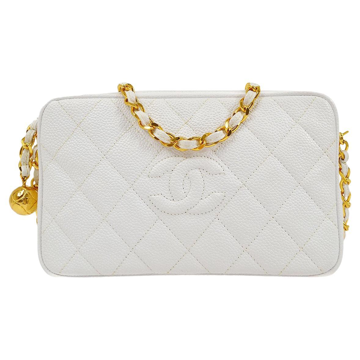 CHANEL CC White Caviar Leather Gold Hardware Small Camera Evening Shoulder  Bag For Sale at 1stDibs | chanel camera bag white, chanel white camera bag,  white chanel camera bag