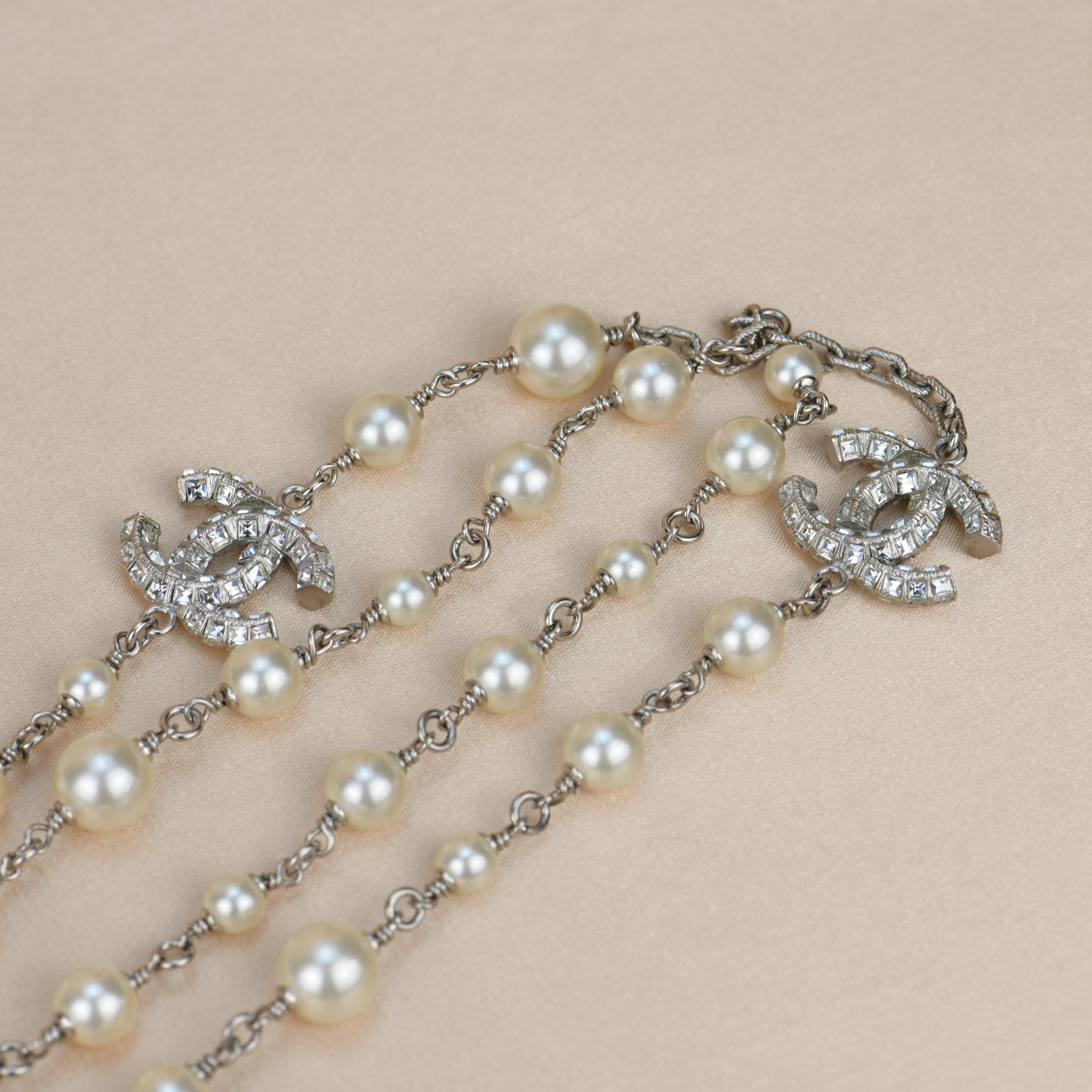 chanel long pearl necklace