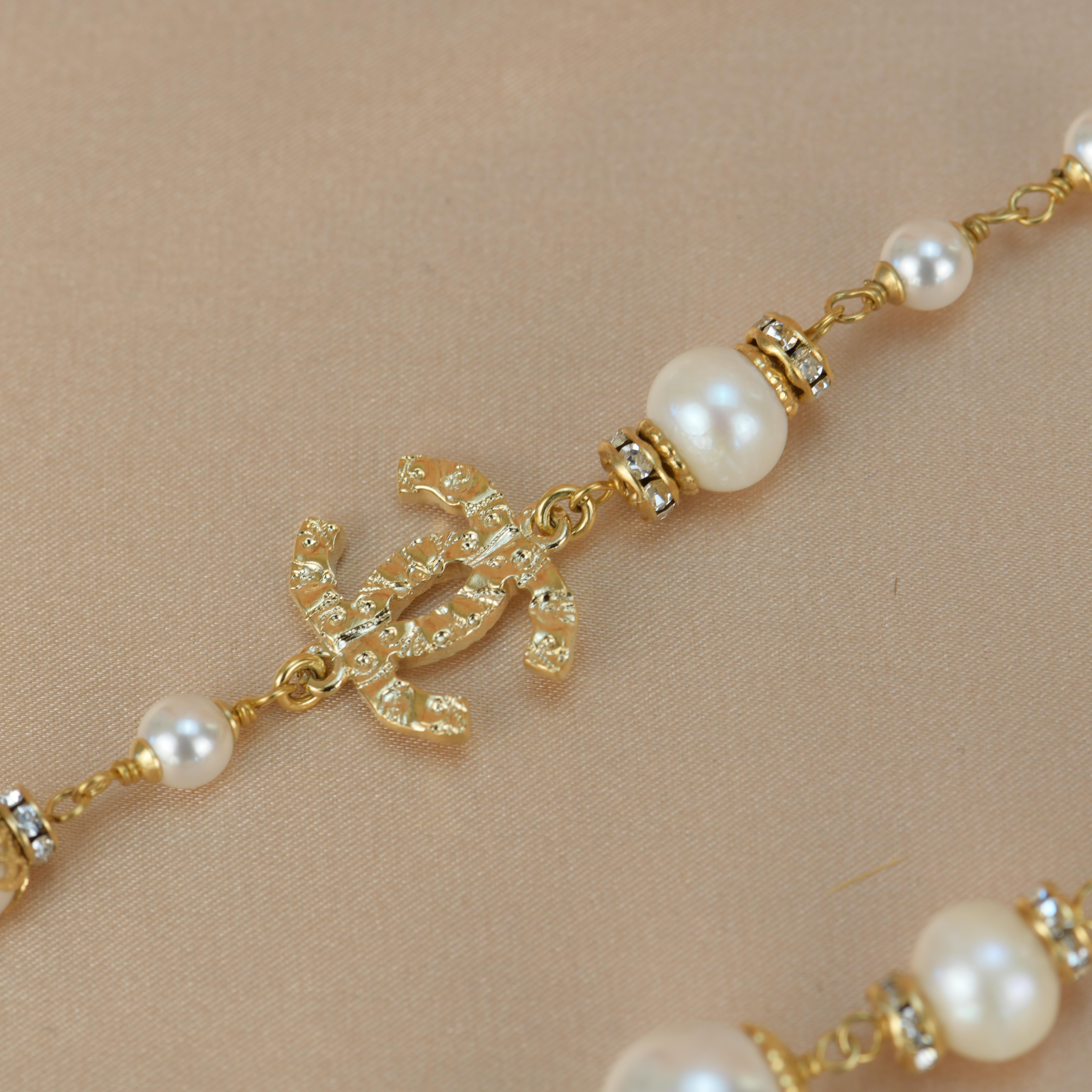 Chanel CC White Pearl Long Necklace 6