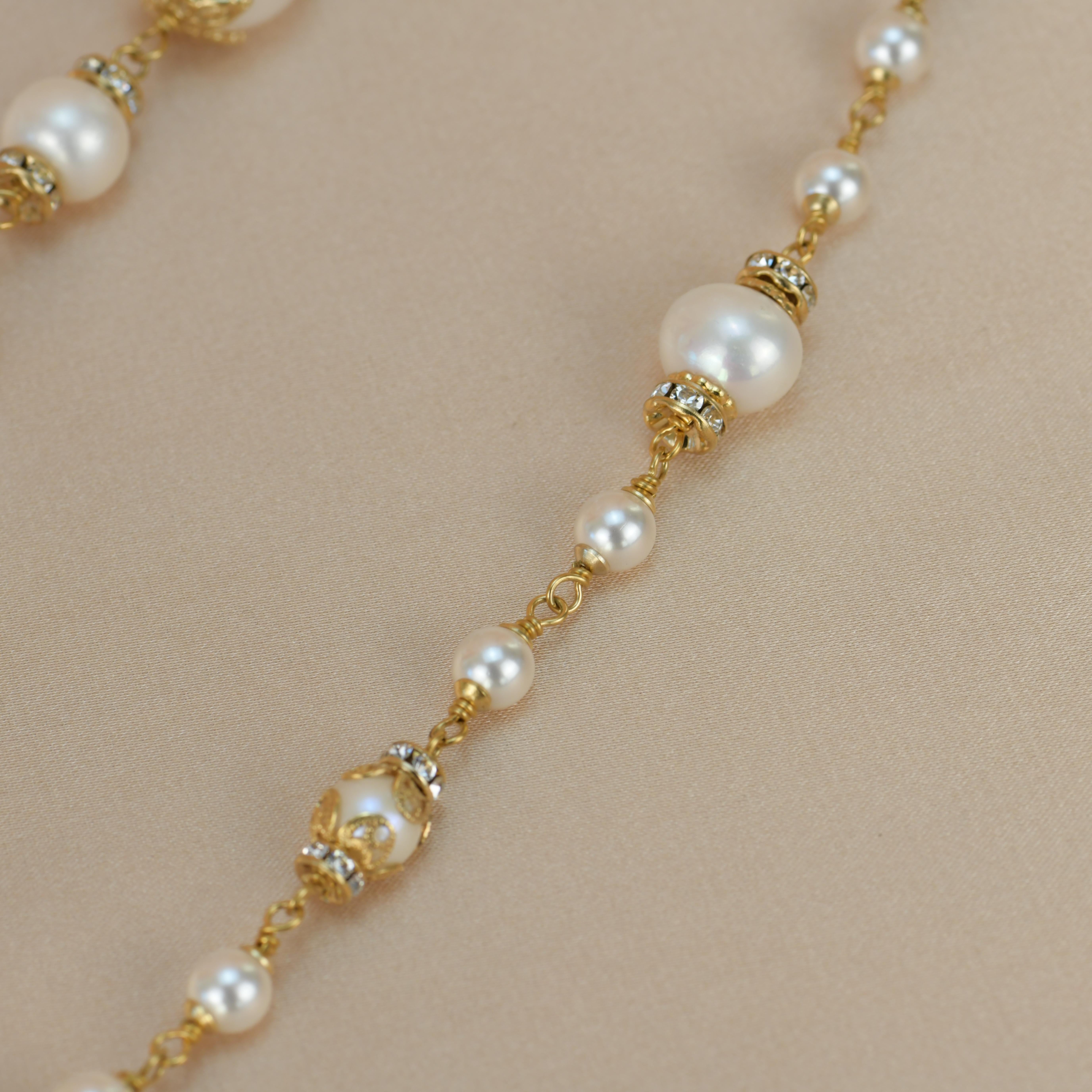 Chanel CC White Pearl Long Necklace 7