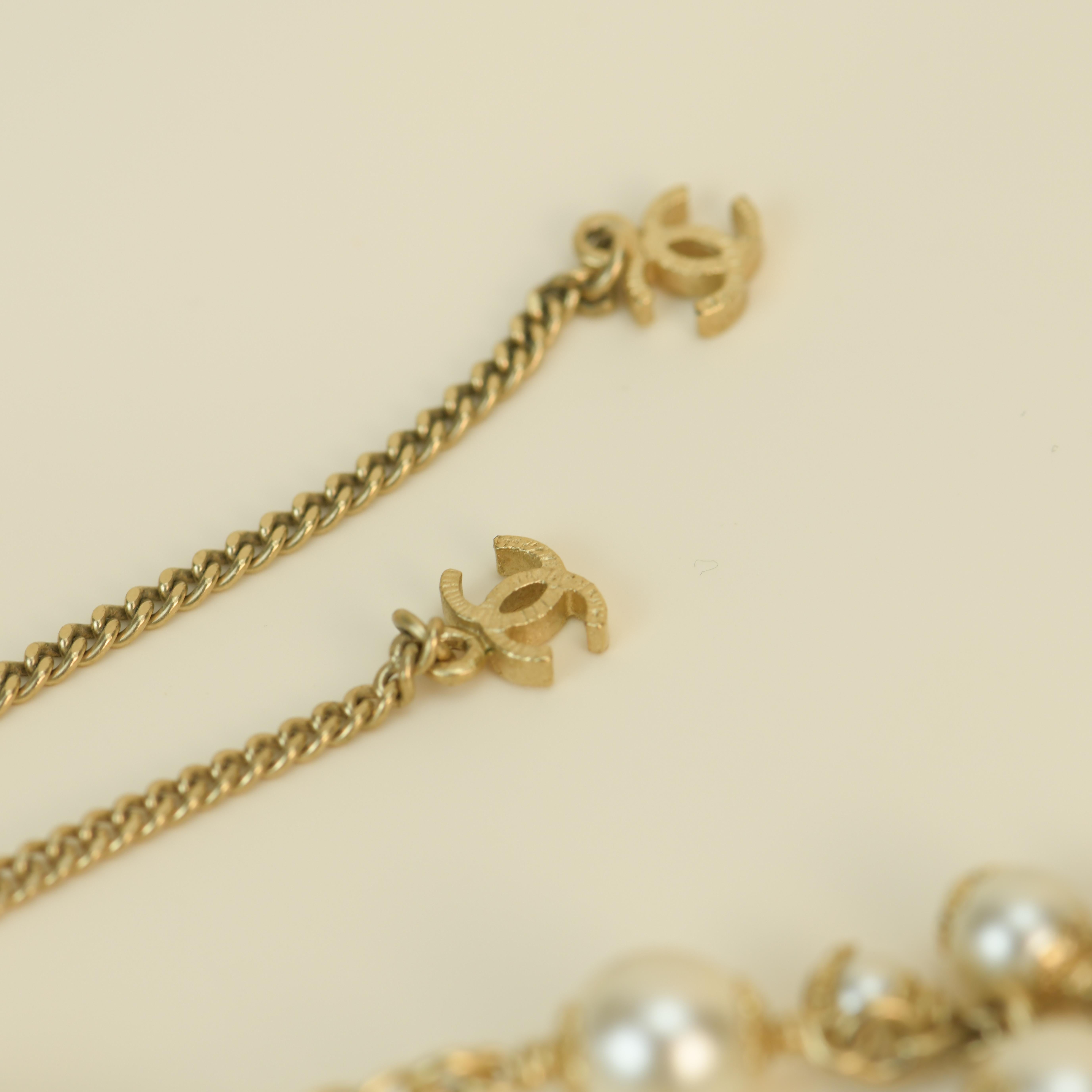 Chanel CC White Pearl Long Necklace 6
