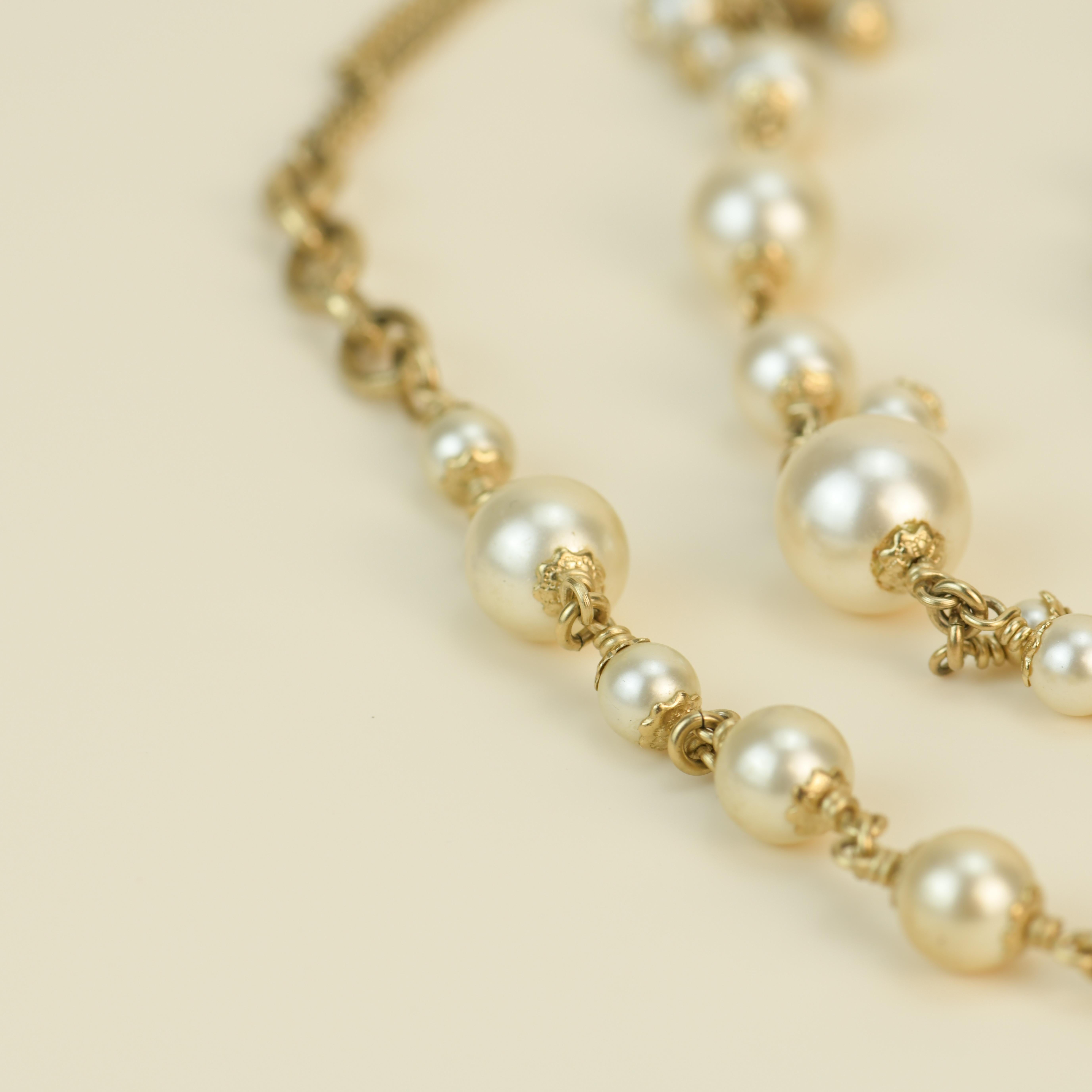 Chanel CC White Pearl Long Necklace 7
