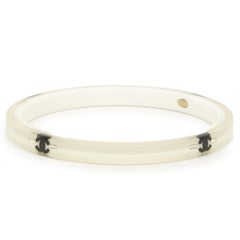 Chanel CC White Resin Bangle Bracelet