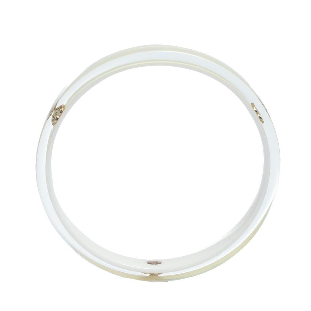 Contemporary Chanel CC White Resin Bangle Bracelet