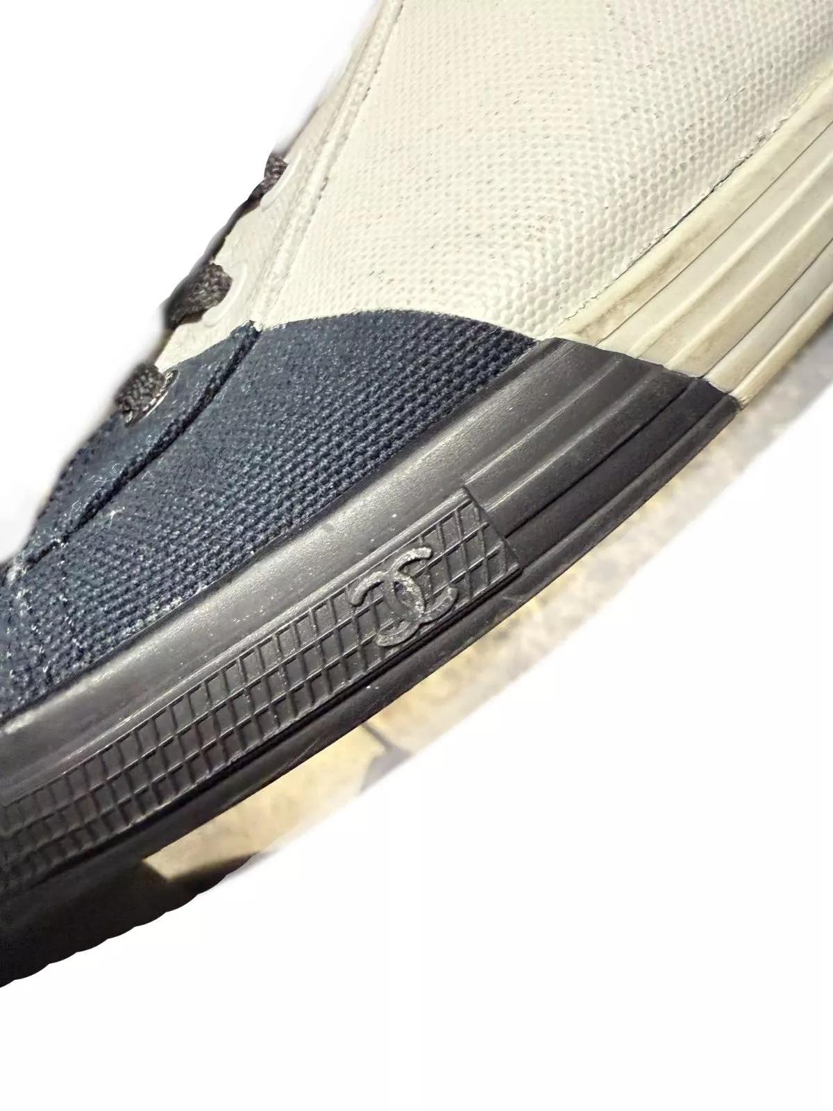 Women's Chanel Cc Women Sneaker Flat Running Shoes Size Black Laced Up 40.5 - Us 9.5