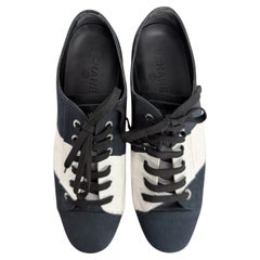 Chanel Cc Women Sneaker Flat Running Shoes Size Black Laced Up 40.5 - Us 9.5