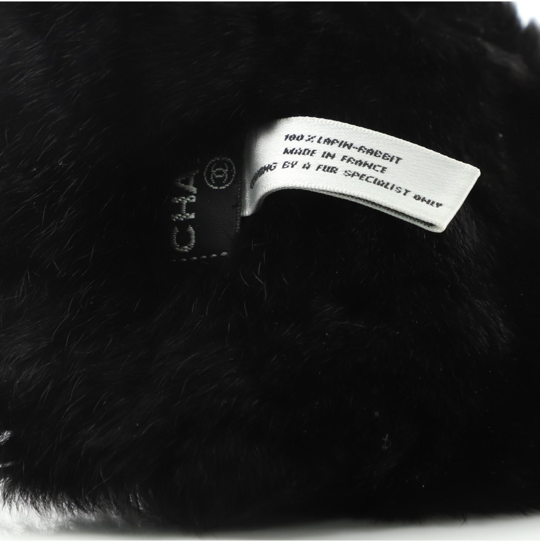 Chanel CC Wristband Lapin Fur Black In Good Condition In Irvine, CA