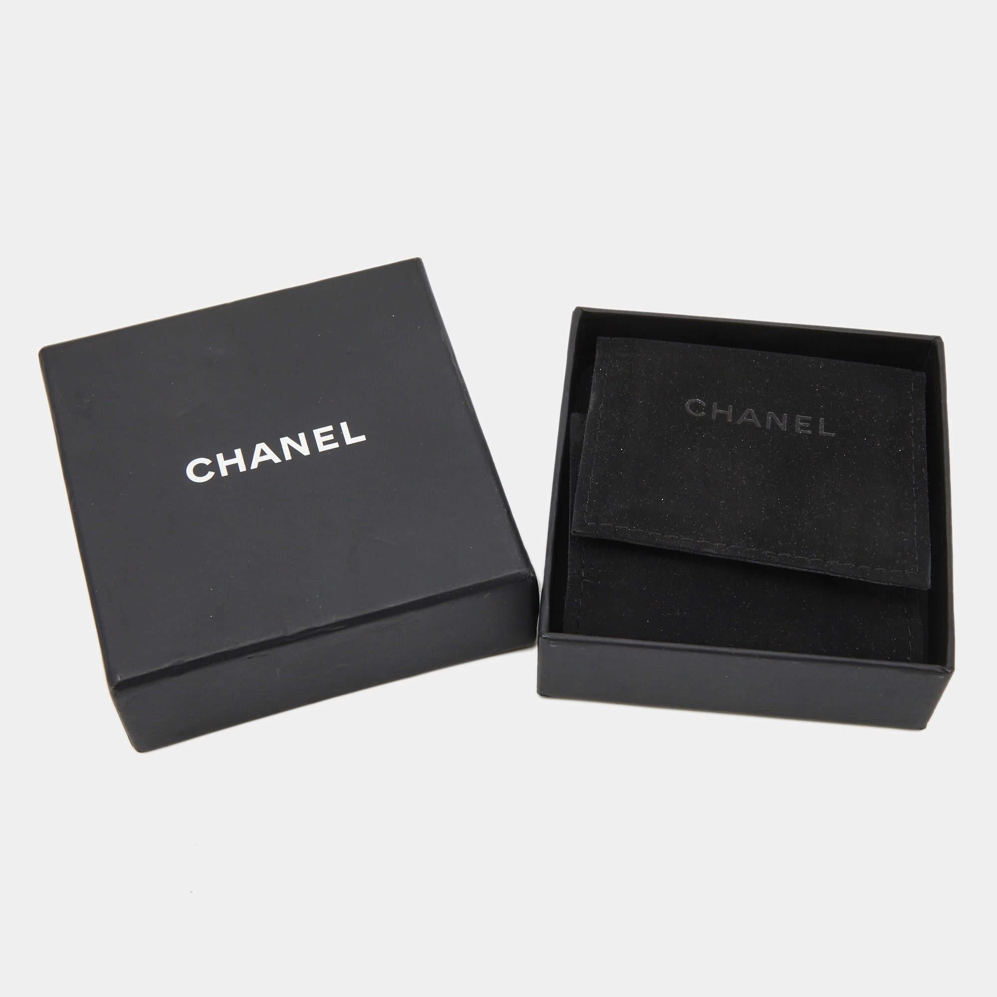 Uncut Chanel CC Yellow Crystal Black Tone Pin Brooch