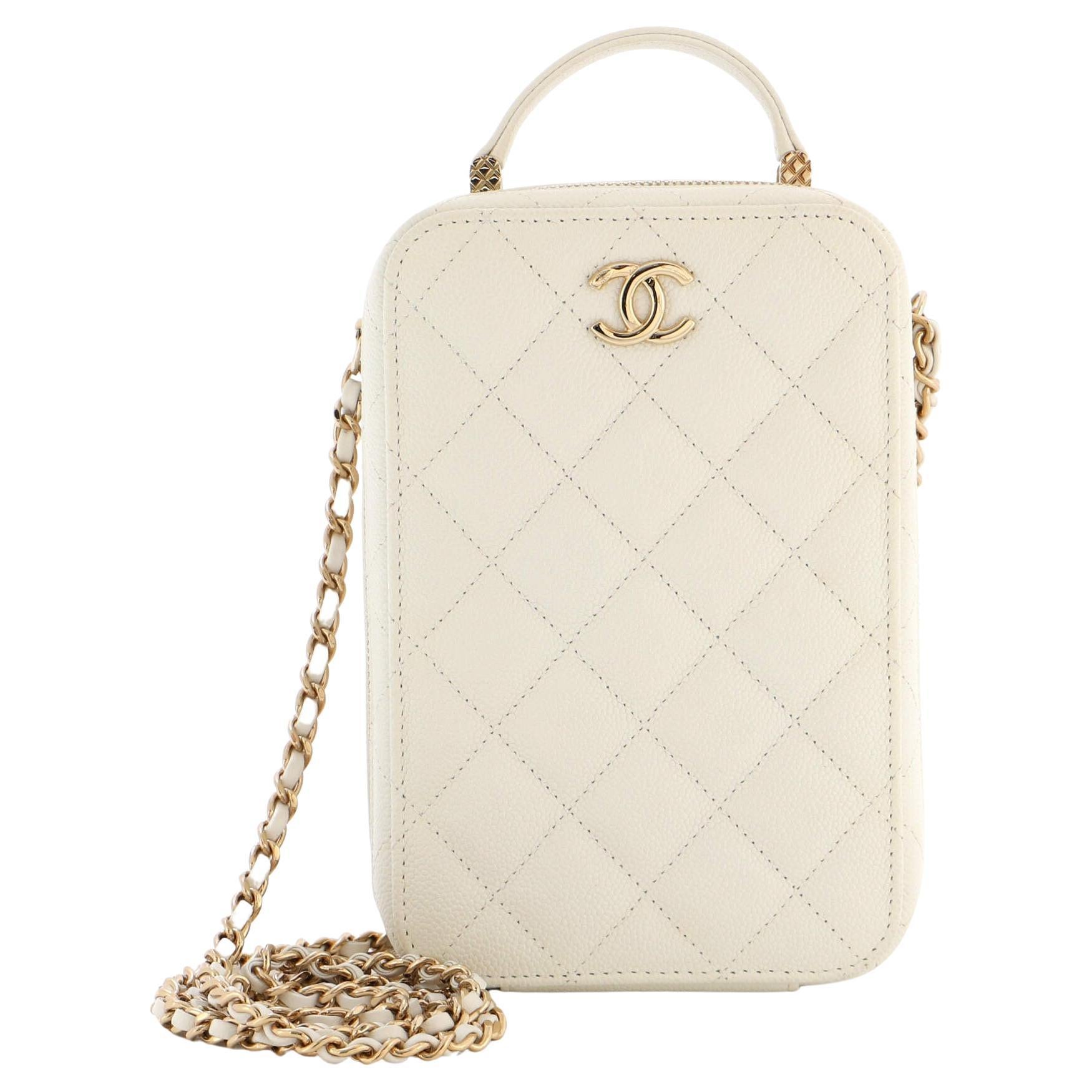 Chanel CC Zip Around Top Handle Vertical Vanity Case with Chain Quilted  Caviar