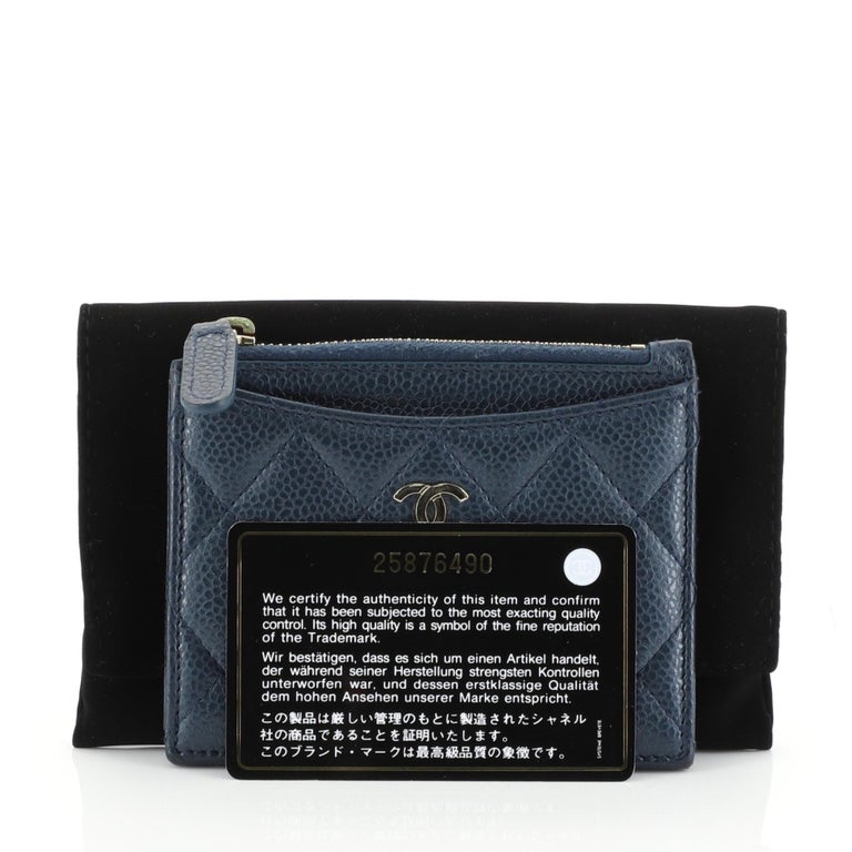 CHANEL Caviar Quilted CC Zip Card Holder Black 260625