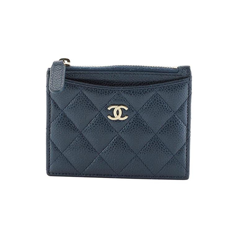 CHANEL Lambskin Quilted Zip Card Holder Black 238184  FASHIONPHILE