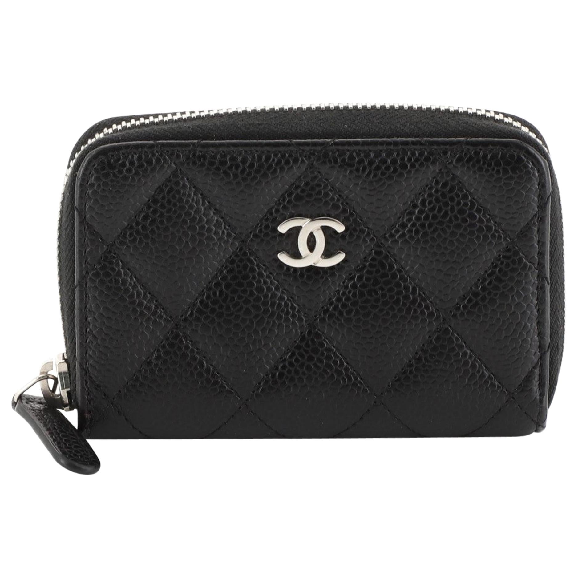 Chanel CC Zip Coin Purse Quilted Caviar Small