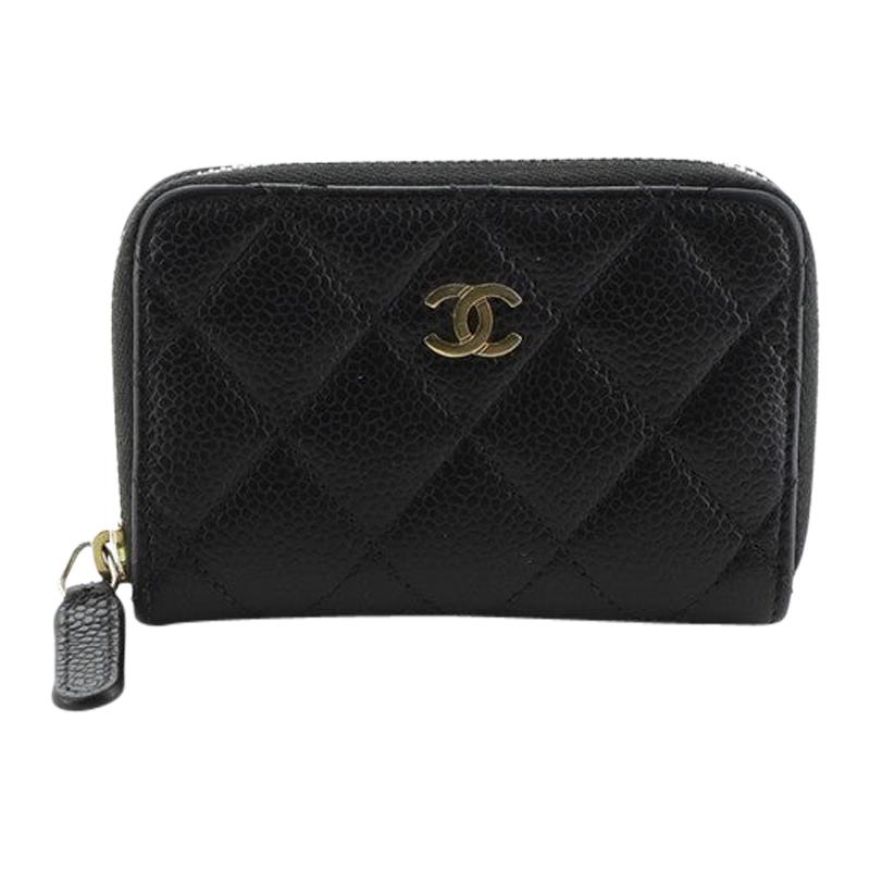 Chanel CC Zip Coin Purse Quilted Caviar Small