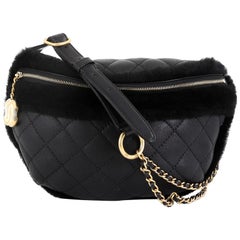 Chanel CC Zip Waist Bag Quilted Calfskin with Fur