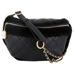 Chanel CC Zip Waist Bag Quilted Calfskin with Fur