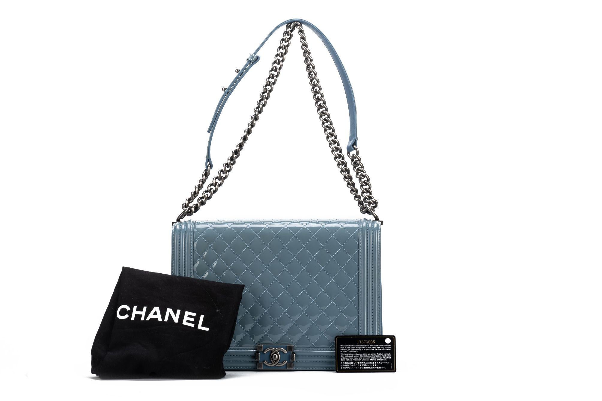 Chanel Celeste Patent Jumbo Boy Bag For Sale 12