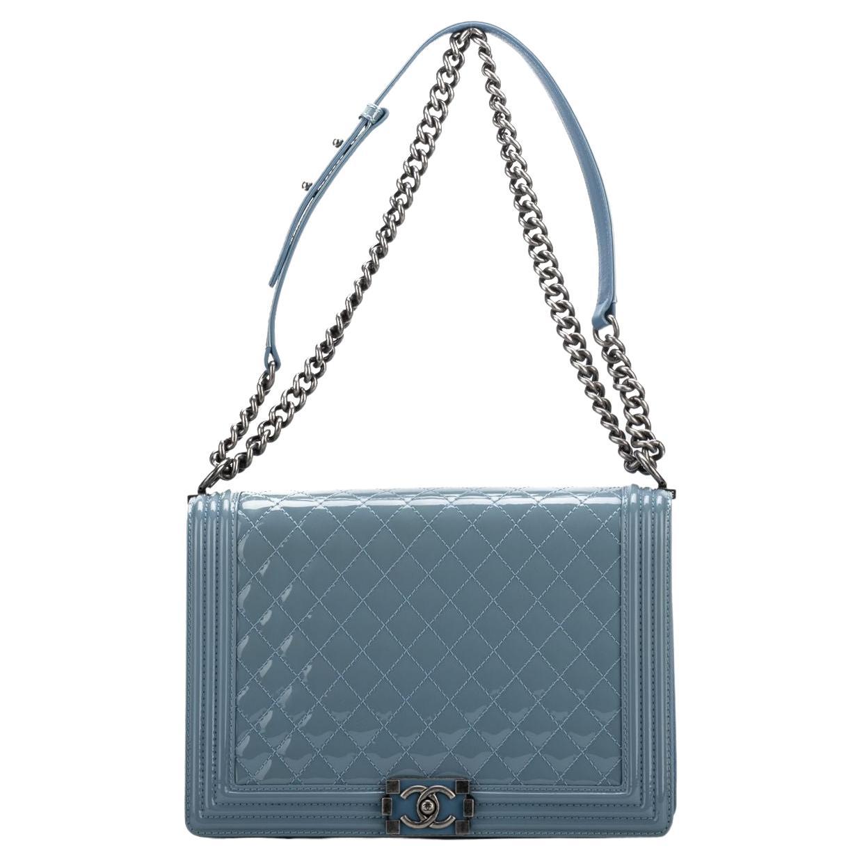 Chanel Celeste Patent Jumbo Boy Bag For Sale