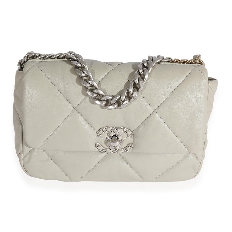 Chanel Cement Gray Quilted Lambskin Medium Chanel 19 Bag For Sale at 1stDibs