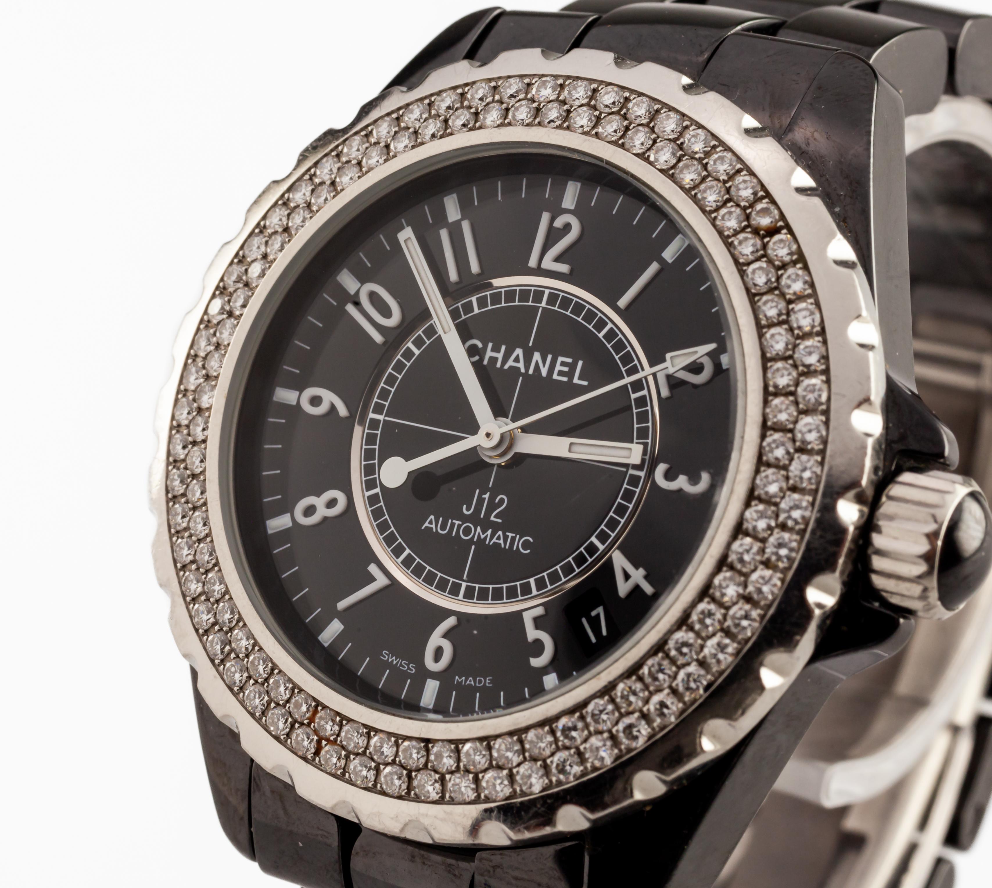 Chanel Ceramic Automatic Watch Diamond Bezel 38 mm H0950 For Sale 1