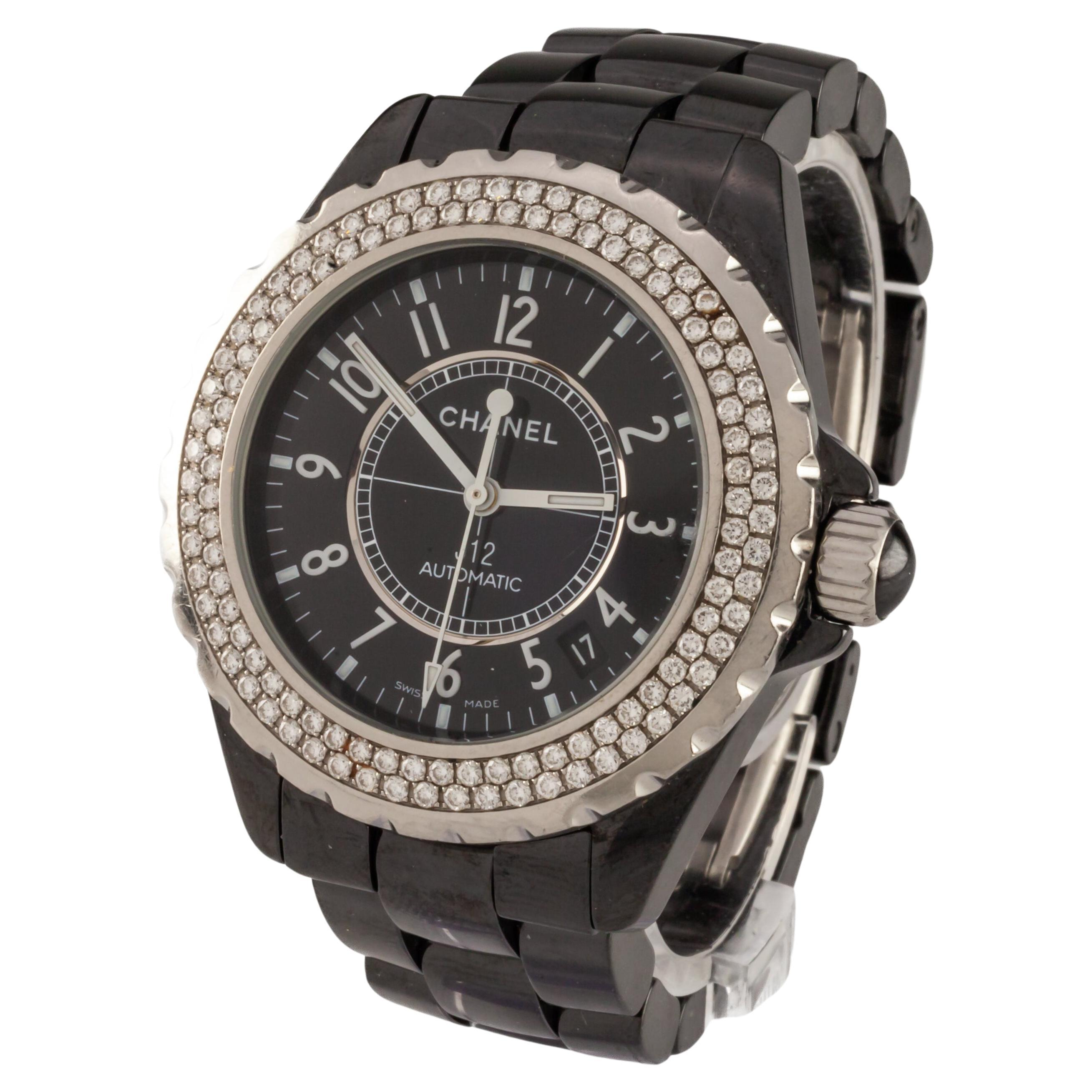 Chanel Ceramic Automatic Watch Diamond Bezel 38 mm H0950 For Sale