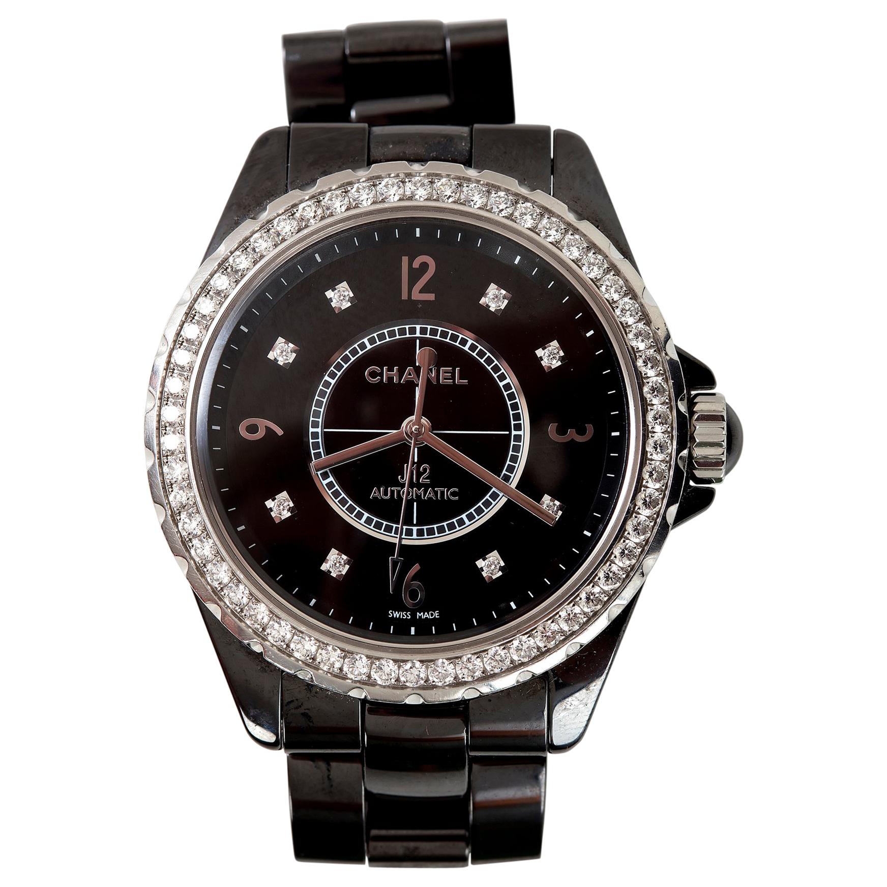 Chanel Ceramic Diamond Dial J12 Automatic Wristwatch H3109 in Original Box