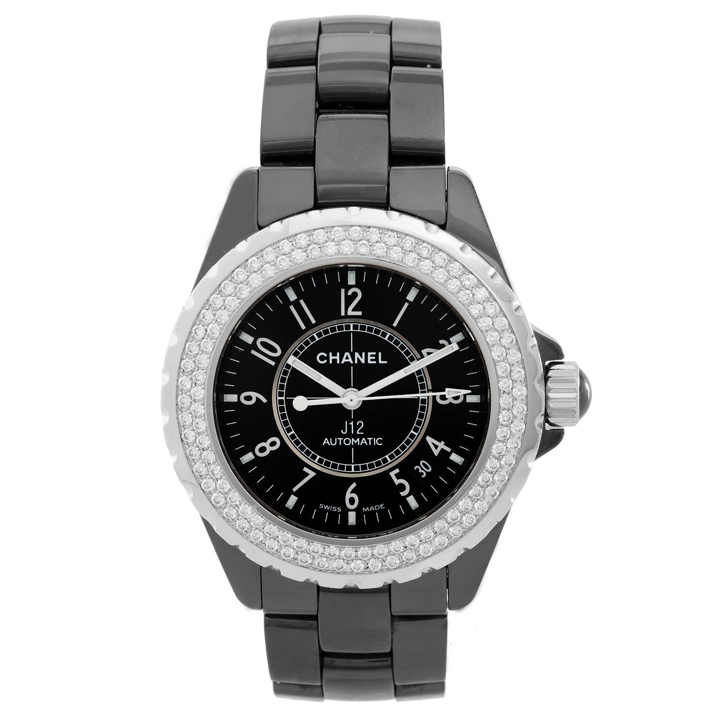 Chanel ceramic Diamond J12 Automatic Wristwatch Ref H0969