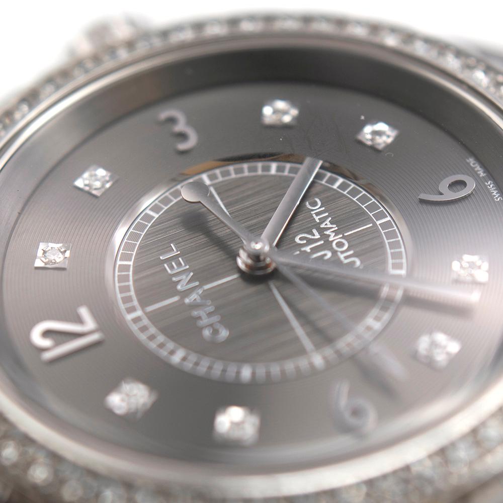 Women's or Men's Chanel Ceramic Grey J12 Diamond 38mm Watch