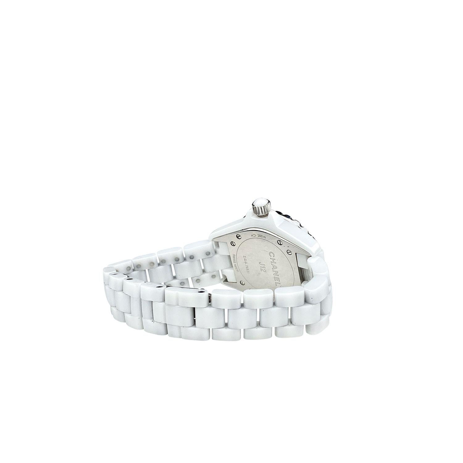 Chanel Ceramic White J 12 Watch  In Excellent Condition For Sale In Sundbyberg, SE