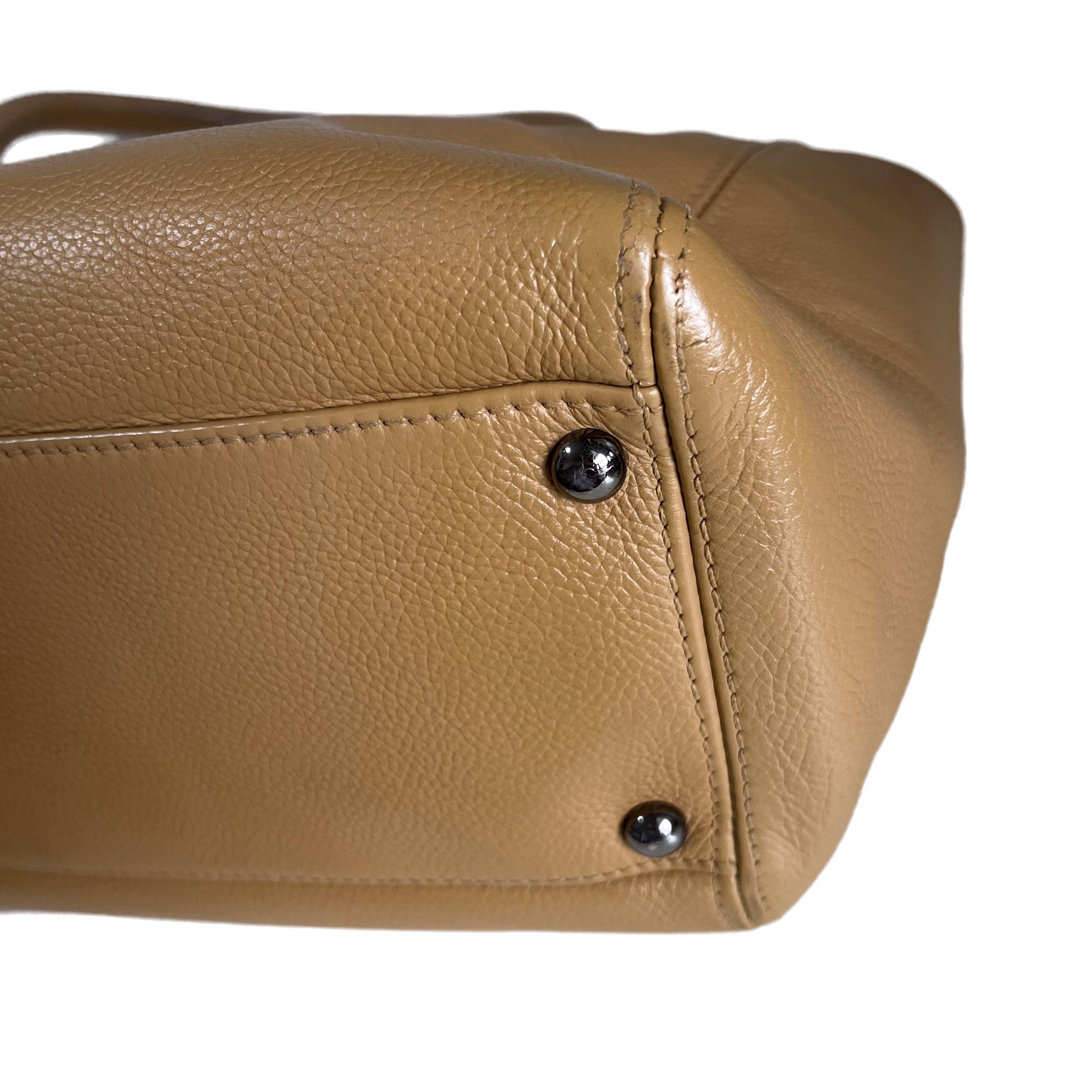 Chanel Cerf Executive 2005 East West Small Camel Caviar Leather Handbag For Sale 5