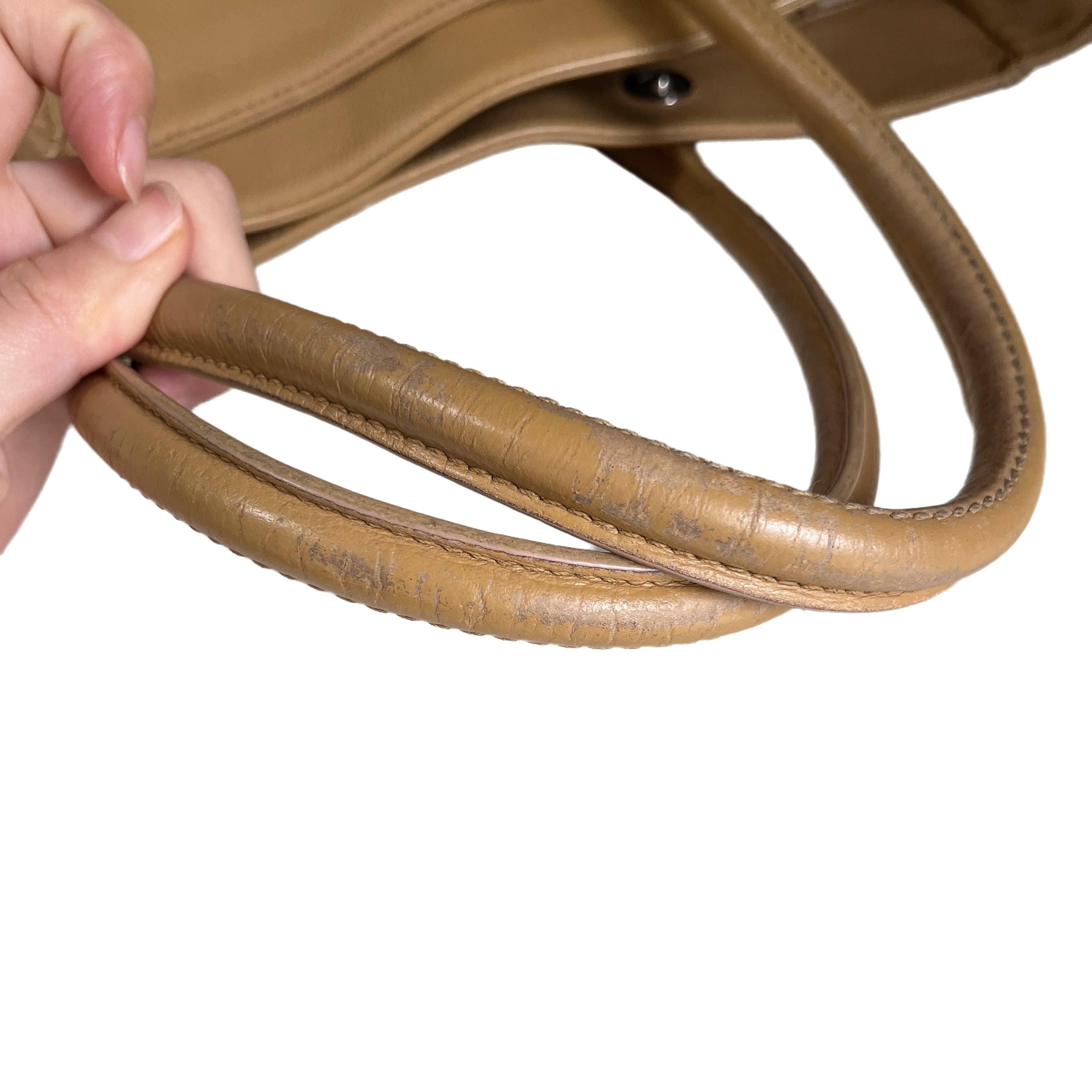 Chanel Cerf Executive 2005 East West Small Camel Caviar Leather Handbag For Sale 9