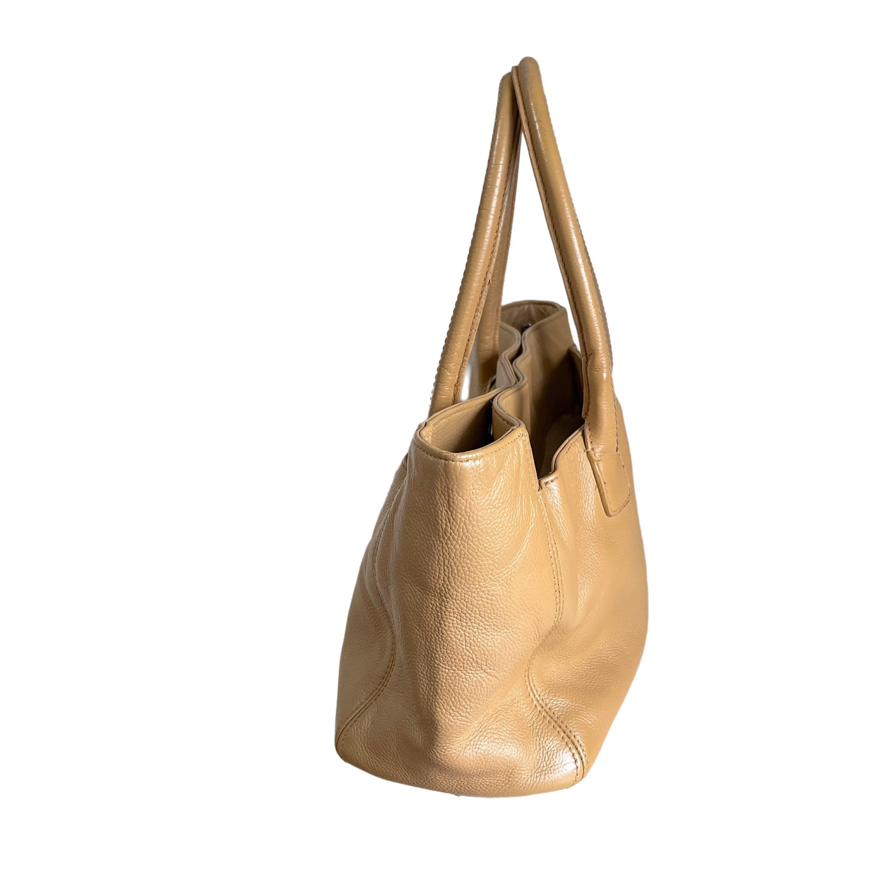 Women's Chanel Cerf Executive 2005 East West Small Camel Caviar Leather Handbag For Sale