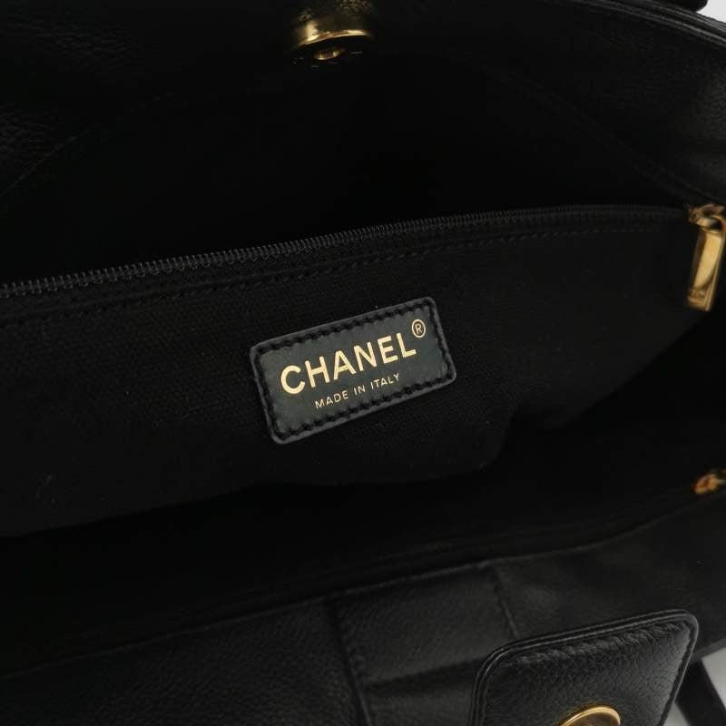 Chanel Cerf Executive Black Caviar Leather Handbag Gold Hardware 4