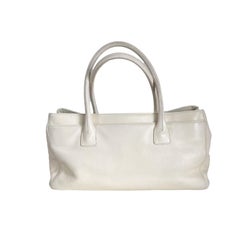 Chanel Cerf Executive East West Small White Caviar Leather Handbag