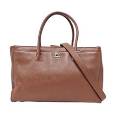 Chanel Cerf Executive Latte Dusty Pink Caviar Leather Handbag Silver Hardware