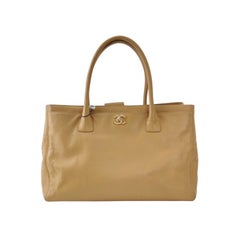 Chanel Cerf Executive Medium Beige Lederhandtasche 35cm