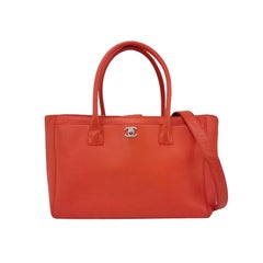 Chanel Cerf Executive Medium Coral Pink Leather Handbag with Strap 35cm
