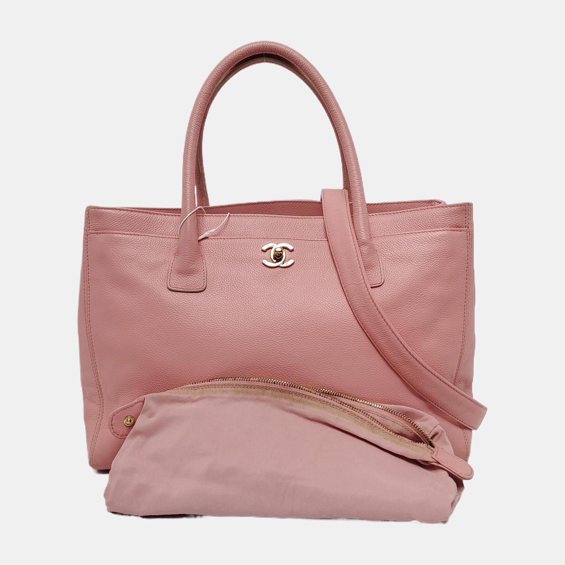 Chanel Cerf Executive Pink Caviar Leather Handbag Gold Hardware With Strap 2