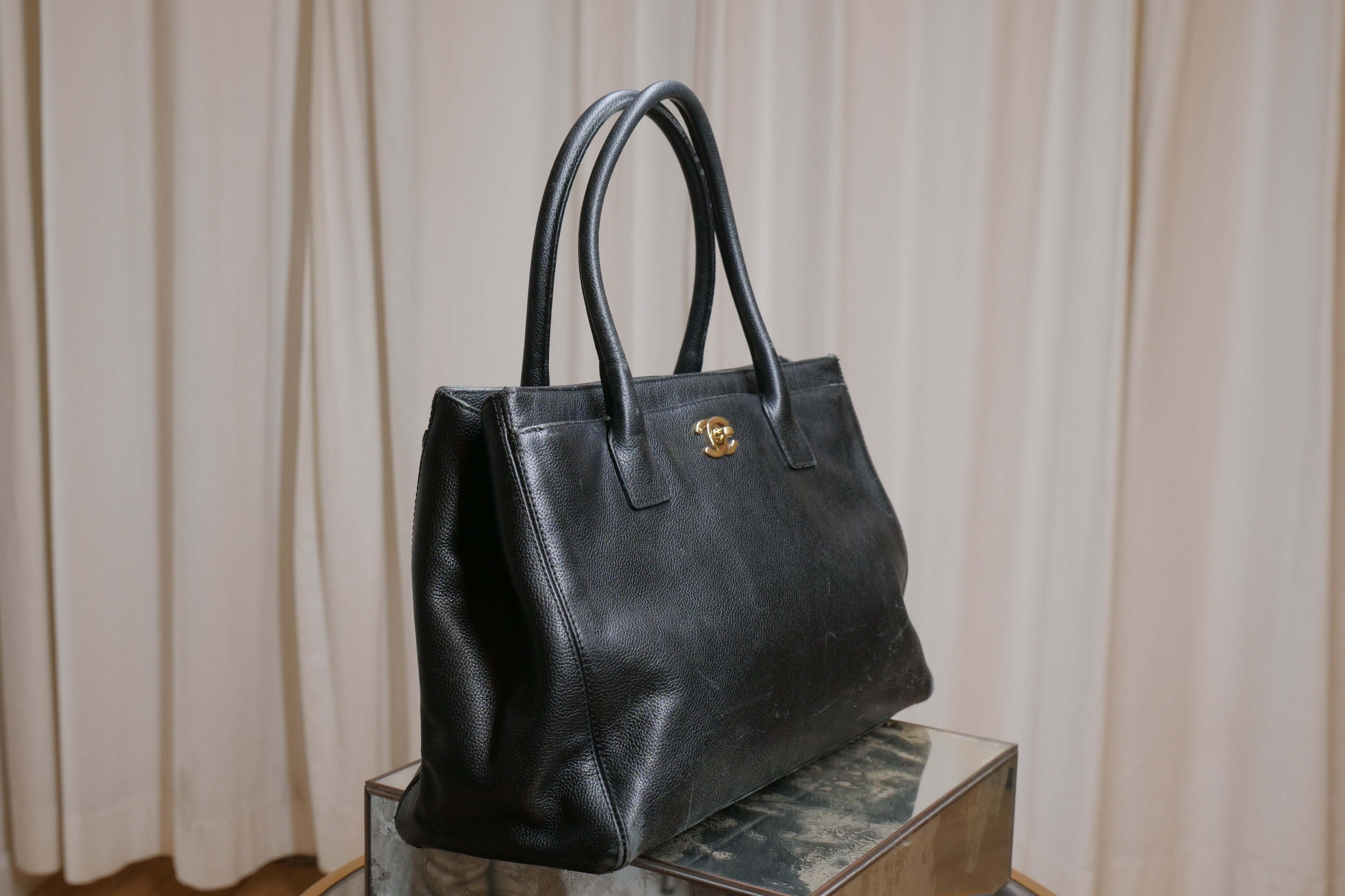 Black Chanel Cerf Tote Handbag
