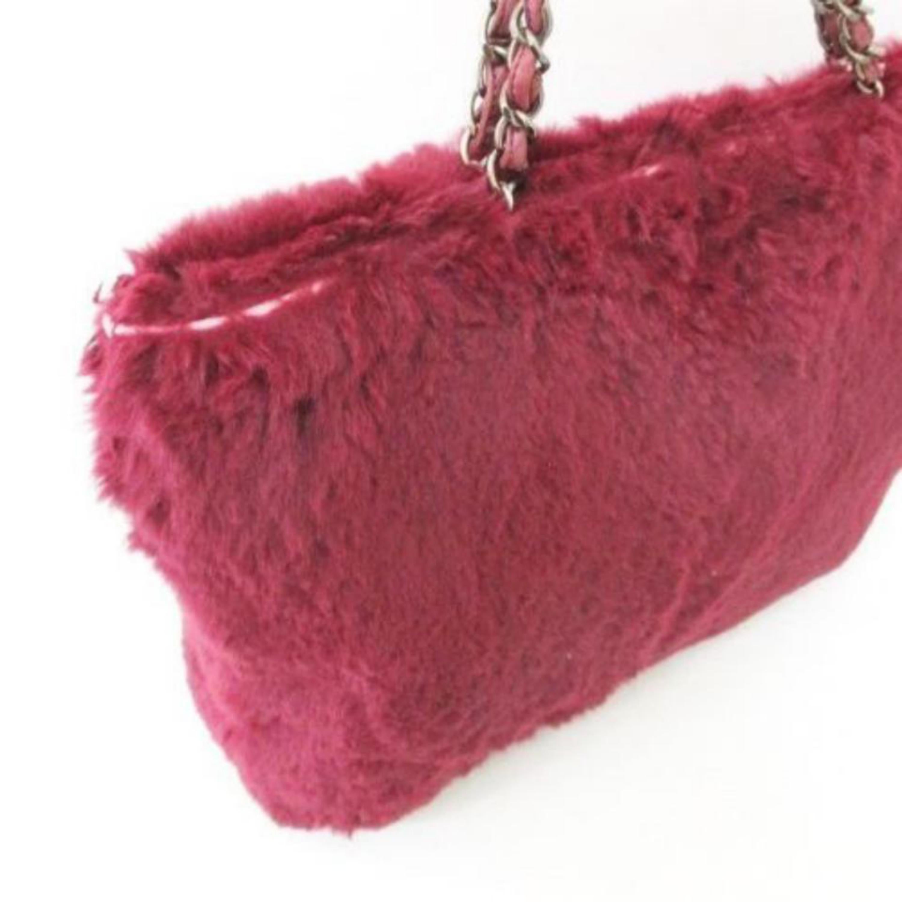 Chanel Chain 865809 Red Rabbit Fur Tote For Sale 3