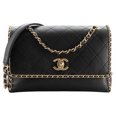 Chanel Chain All Over Flap Bag Stitched Calfskin Medium