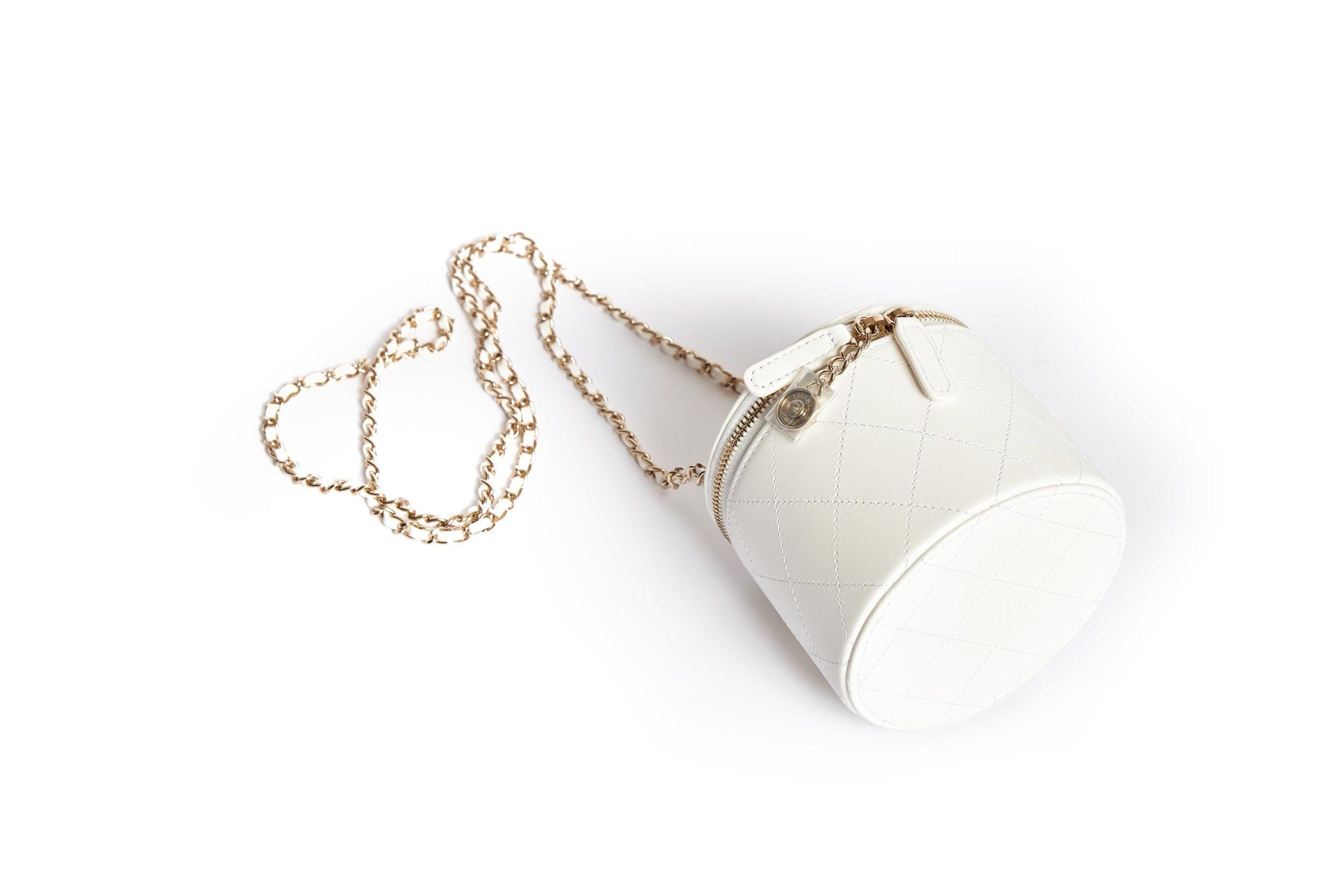 Women's Chanel Chain and Charm Vanity Case White New For Sale