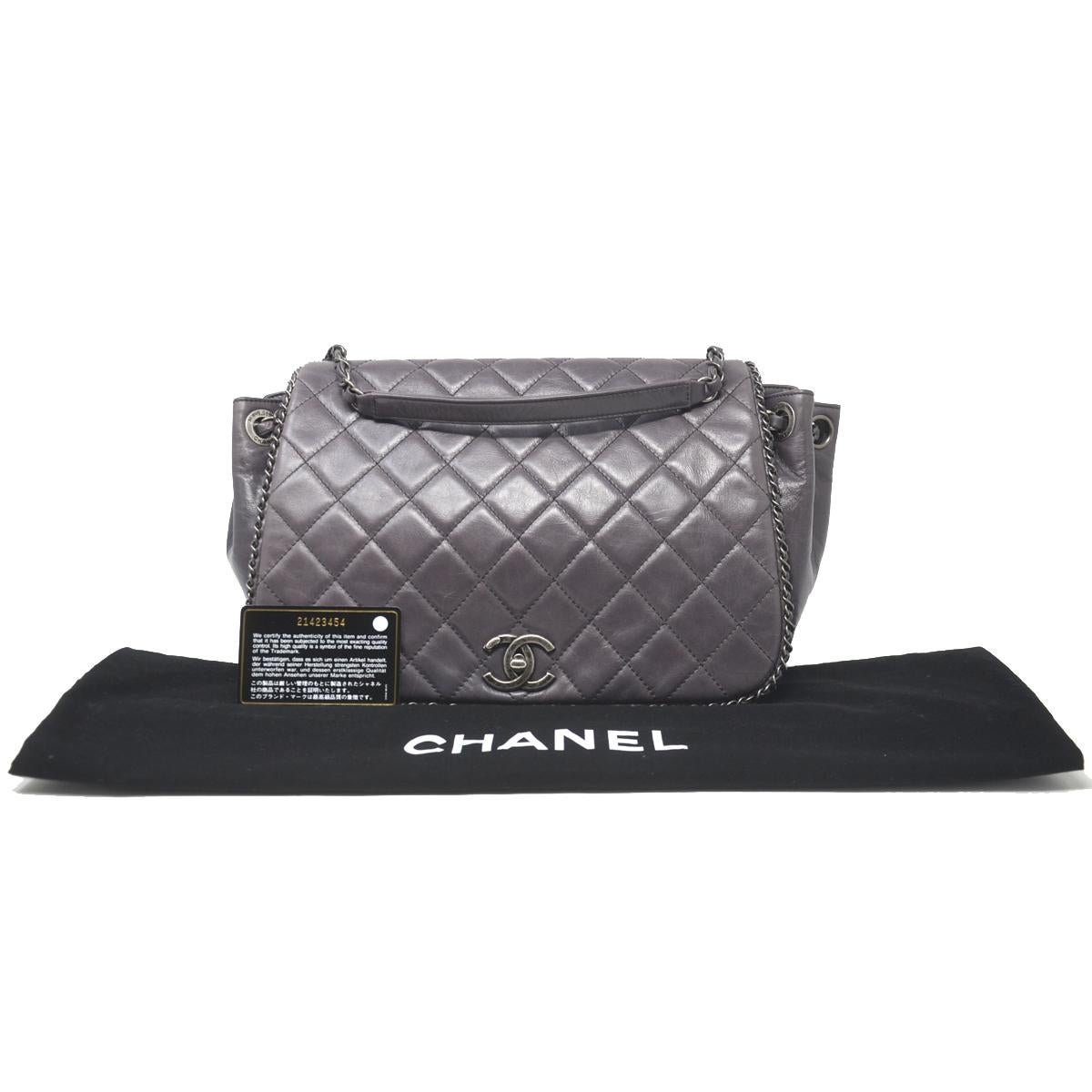 Chanel Chain Around Accordian Purple Quilted Leather Shoulder Bag 7