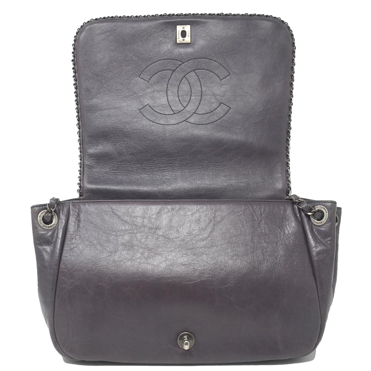 Chanel Chain Around Accordian Purple Quilted Leather Shoulder Bag 2